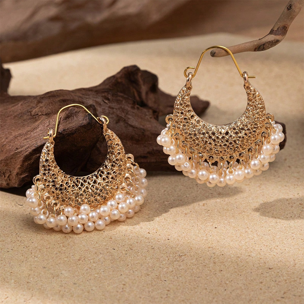 Ethnic Indian Fashion - Pendientes indios huecos de Color dorado