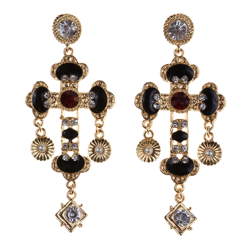 Ethnic Indian Fashion - Pendientes de Cruz Barrocos Étnicos de