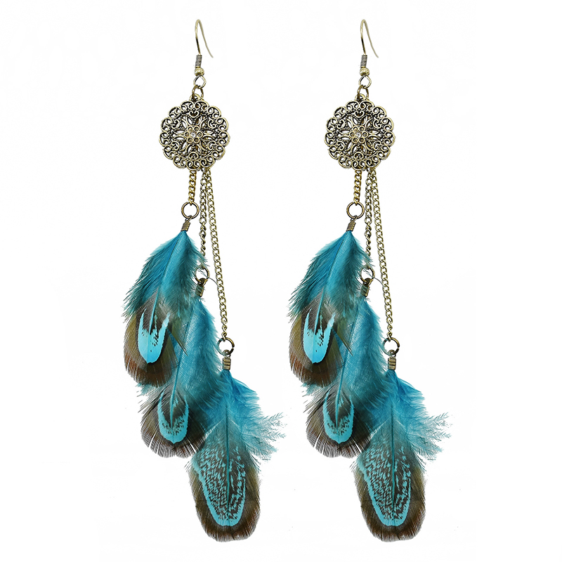 Ethnic Indian Fashion - Pendientes de plumas bohemias para mujer,