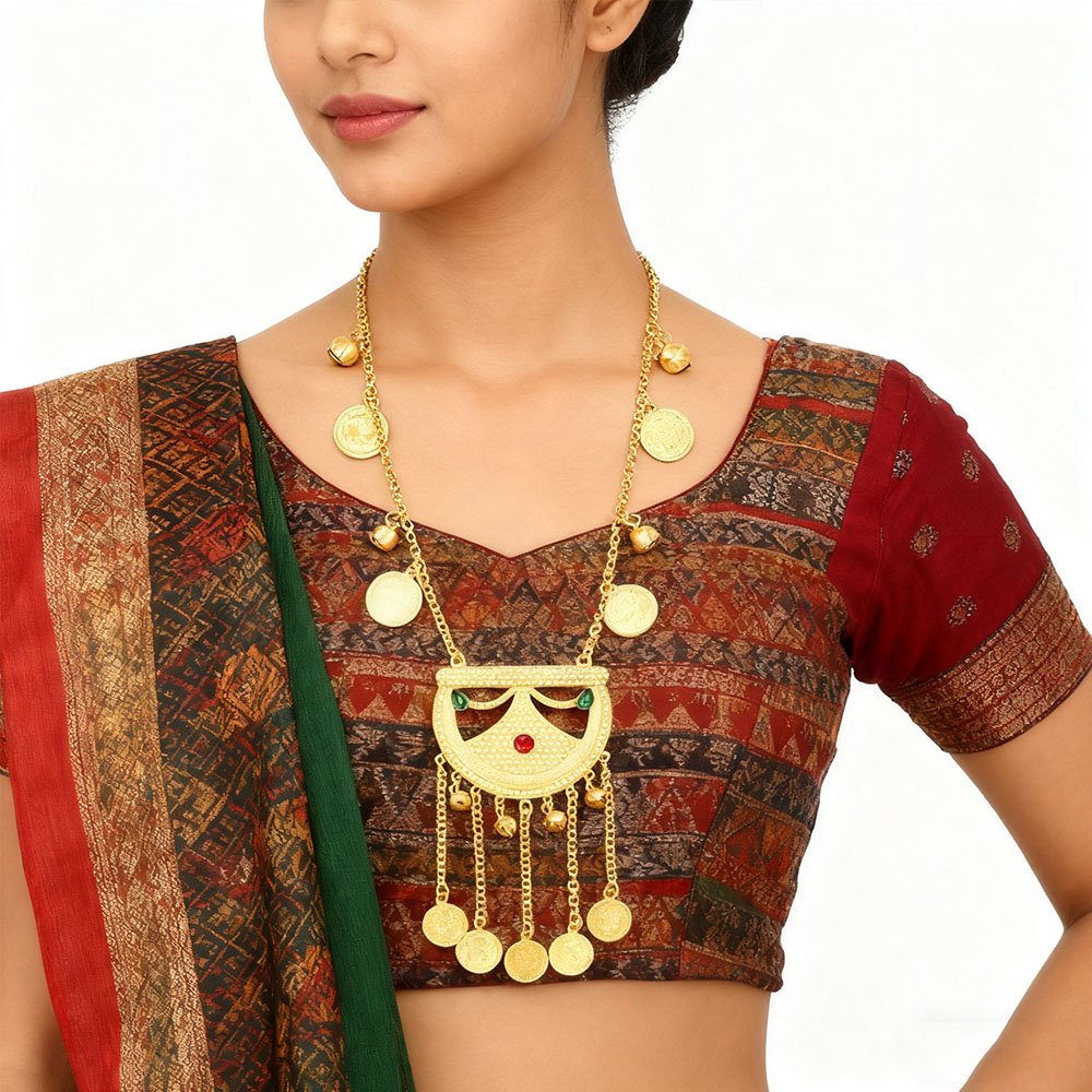 Ethnic Fashion Pakistan - Collar de luna con monedas tradicionales