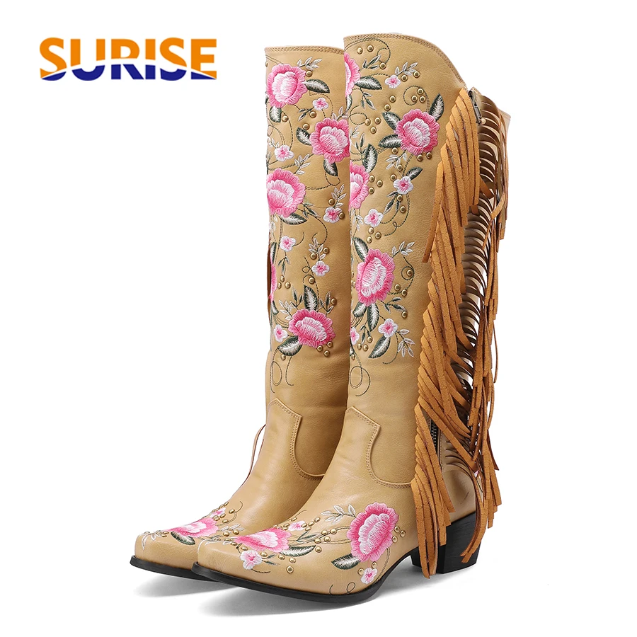 Ethnic Fashion - Botas hasta la rodilla occidentales con