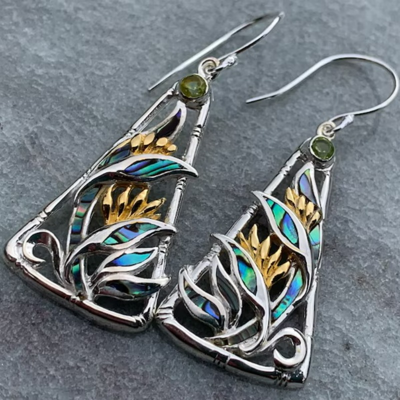Ethnic Fashion Trend - Pendientes Colgantes con Patrón Tallado Colorido