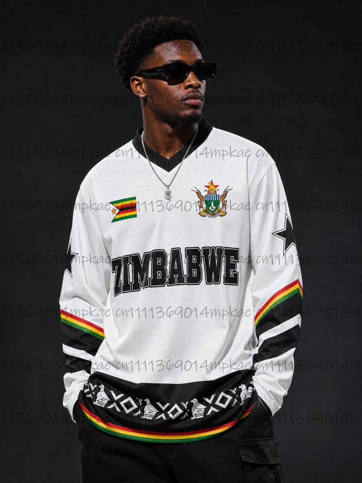 Ethnic Fashion - Camiseta de Manga Larga con Cuello