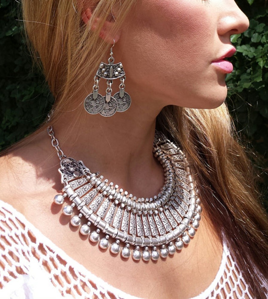 Conjunto de Gargantilla y pend - Ethnic Fashion Pakistan reseña y precio